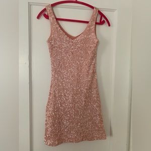 Pink sequin mini dress
